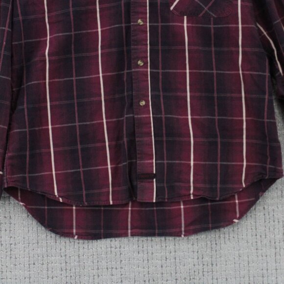 Vintage Cowboy Up Western Shirt Mens Large L Red Maroon Plaid Button Down Y2k - Picture 5 of 9
